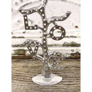 Vintage 1970s Torino Earring Holder Stand Hippy LOVE Silvertone